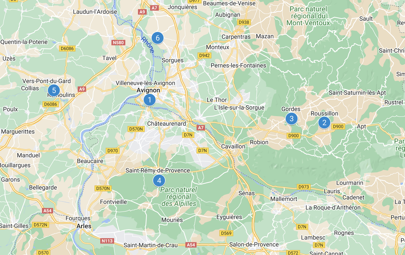 Map of LinkParis.com's Three days in Provence tour.